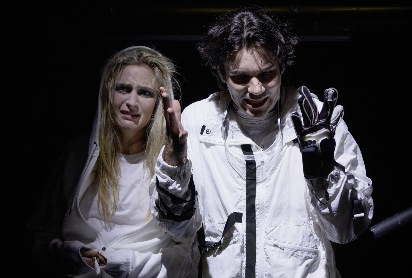 From left to right: Madeline Flood and Patrick Mandziy. NIDA's student production of 'Amadeus', directed by Temuulen Jargalsaikhan and performed at the 2023 Festival of Emerging Artists