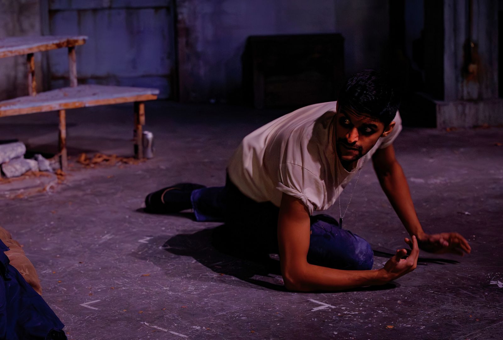 Ariyan Sharma in the 2023 NIDA production of Sweeney Todd: The Demon Barber of Fleet Street. Photo by Phil Erbacher.