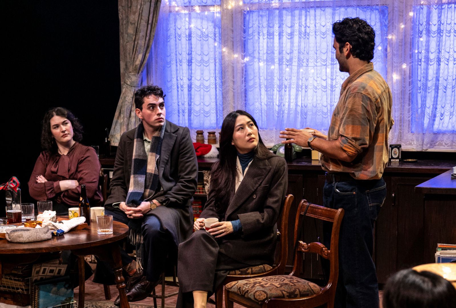 From left to right: Ariadne Sgouros (Acting, 2017), Philip Lynch (Acting, 2021), Mable Li (Acting, 2019) and Raj Labade in Belvoir St Theatre Company’s production of Grace Chapple’s (Writing, 2020) Never Closer. Photo by Brett Boardman.
