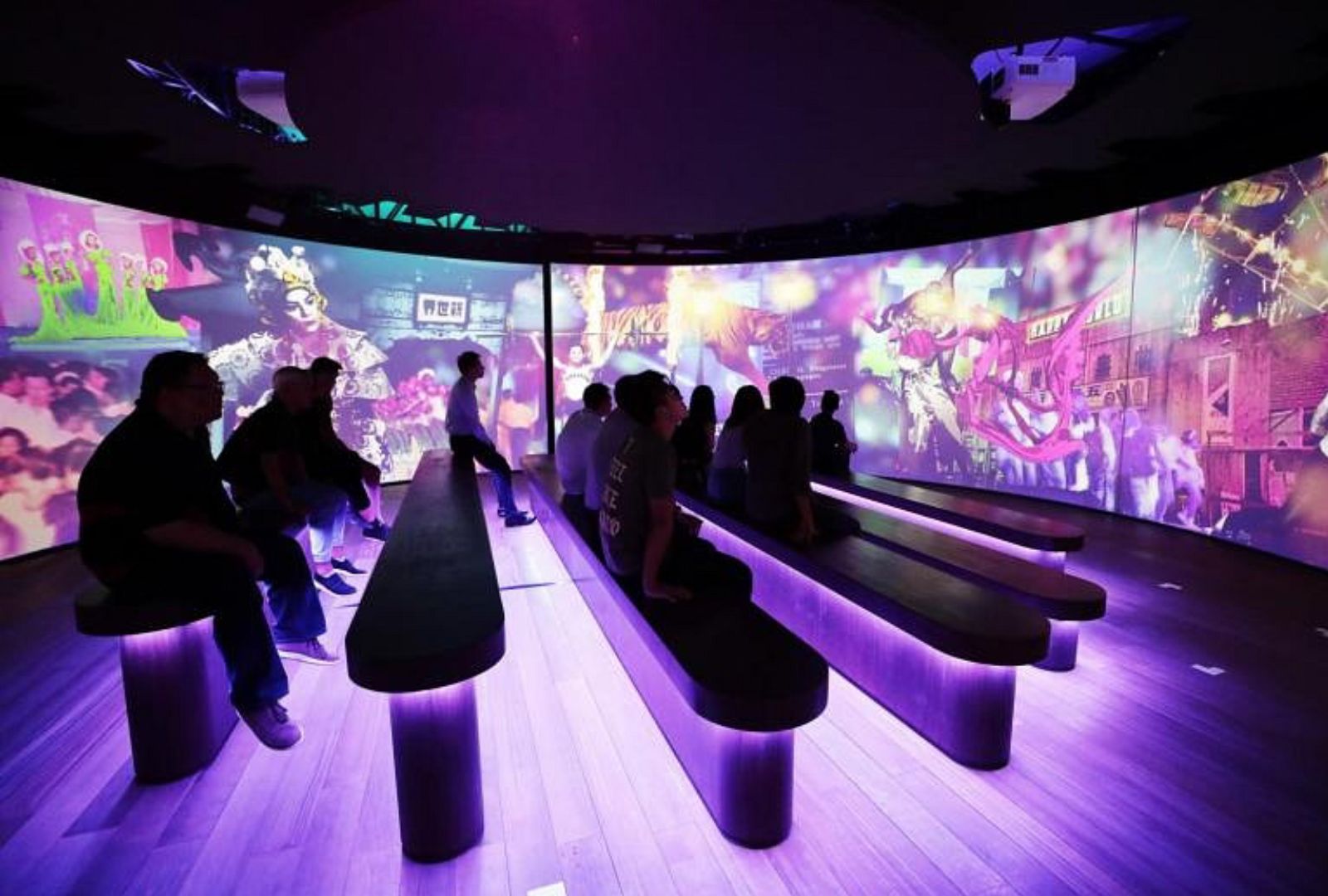 Inside the spinning rotunda, where visitors get an all-immersive show experience, at The Bicentennial Experience at Fort Canning Park.