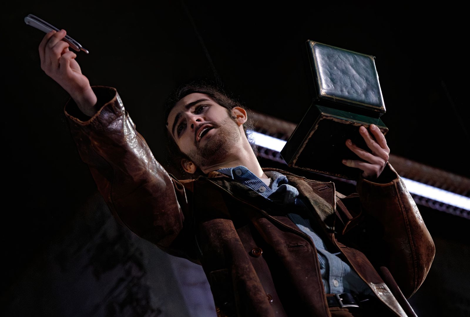 Gabriel Sheehan as Sweeney Todd in the NIDA student production of Sweeney Todd the Demon Barber of Fleet Street, 2023. Photo by Phil Erbacher.