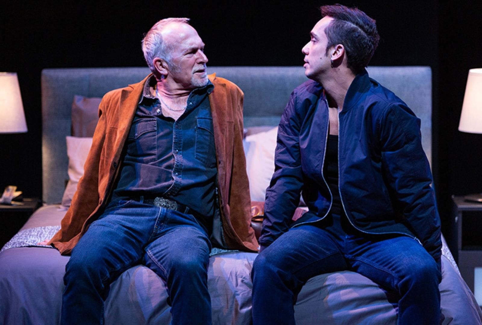 From left to right: Greg Stone (Acting, 1983) and Guy Simon (Acting, 2010) in Belvoir St Theatre's production of Jacky. Photo by Pia Johnson.